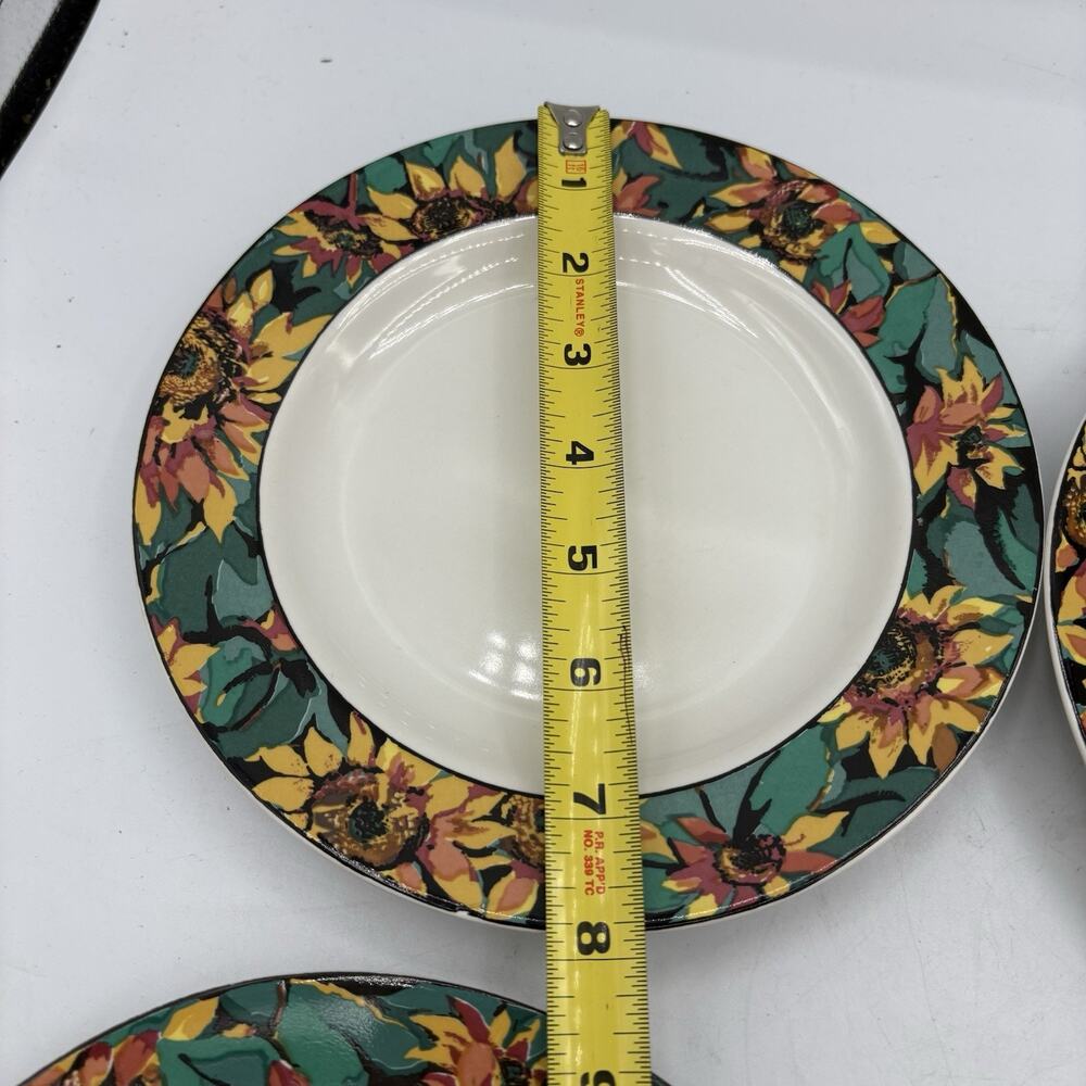 Sakura Vitromaster Salad Plates 7.75" Sunflower 1994 Sue Zipkin Lot Set of 4 Vtg - Picture 3 of 12
